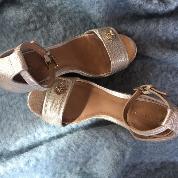 Coach Gold Wedge Espadrilles - Picture 3 of 5